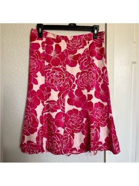 Banana Republic Y2K Pink Floral Silk Skirt | Flowy A-Line